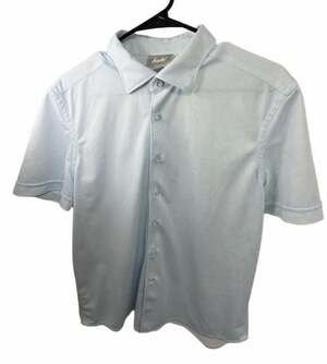 Buki Collection Seattle Men’s M Blue Geometric Short Sleeve Snap Button Shirt